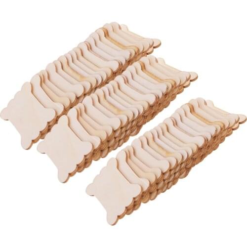 60x Bone Shape Wood Floss Thread Bobbin Winding Board Cross Stitch Storage