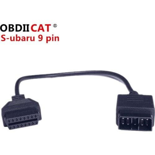OBDIICAT 9 pin OBDII Extension Connector For Sub-aru 9pin Cable OBD1 To OBD2 16pin Lead Diagnostic Interface Adapter