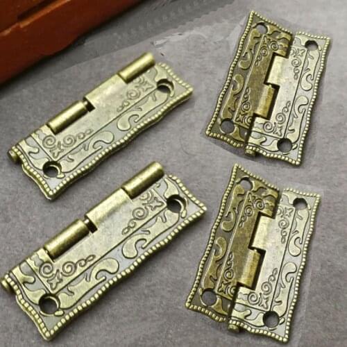 10PCS Antique Bronze Hinges Cabinet Door Drawer Decoration Vintage Hinge For Jewelry Wooden Box Furniture Hardware With Screws