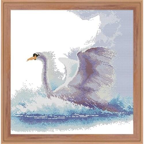 White swan printed cloth white cloth embroidery 11CT and 14CT Chinese cross stitch kit DIY embroidery needlework home decoration