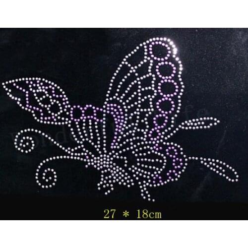 Free shipping Butterfly Rhinestone Applique Iron On Rhinestone Transfer Bling