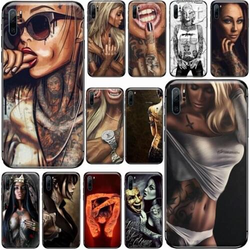Sexy Sleeve Tattoo Girl Phone Case For Huawei honor Mate P 9 10 20 30 40 Pro 10i 7 8 a x Lite nova 5t Soft silicone funda