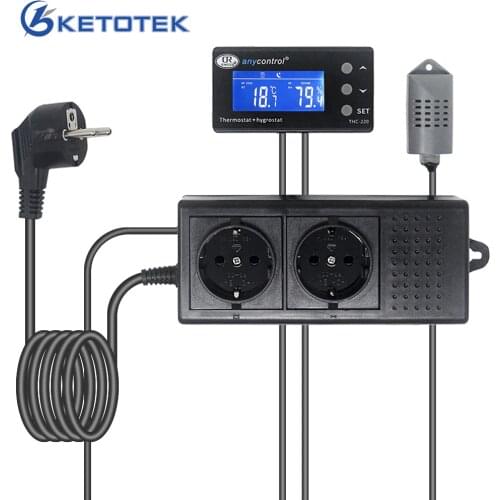 EU/US/UK Digital Thermostat Hygromstat for Pet Reotile Temperature Humidity Controller Day Night Time setting