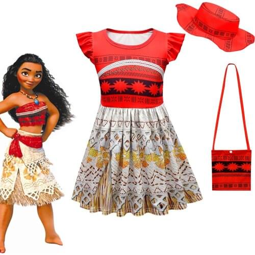 Kids Moana Costume for Girls Vaiana Cosplay Princess Dress Halloween Costumes Baby Children Birthday Clothes Party Decoration