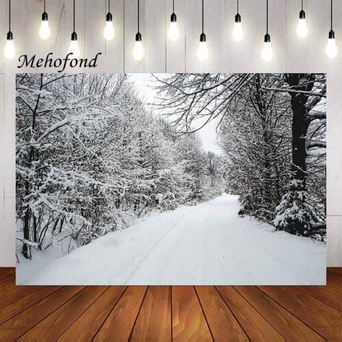 Mehofond Winter Forest Wonderland Photography Background Snowflake Pine Tree Kids Newborn Portrait Backdrop Photo Studio Props