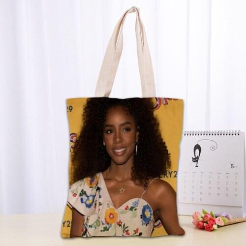 Custom Kelly Rowland Tote Bag Popular Foldable Shopping Bag Reusable Eco Large Unisex Canvas Fabric Shoulder Bag Tote 0303