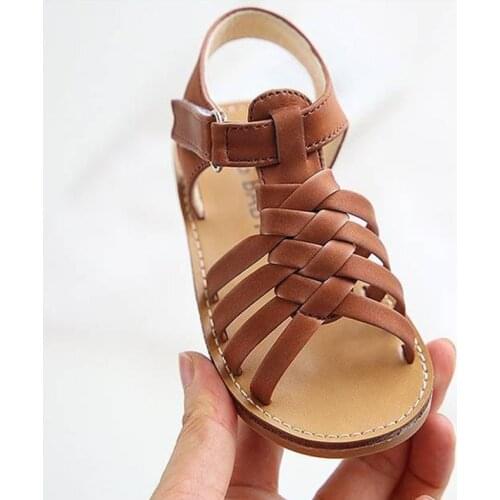 Summer Toddler Kids Baby Woven Sandals For Little Girls Boy Black Brown Casual School Flat Beach Shoes 1 2 3 4 5 6 Years Old New