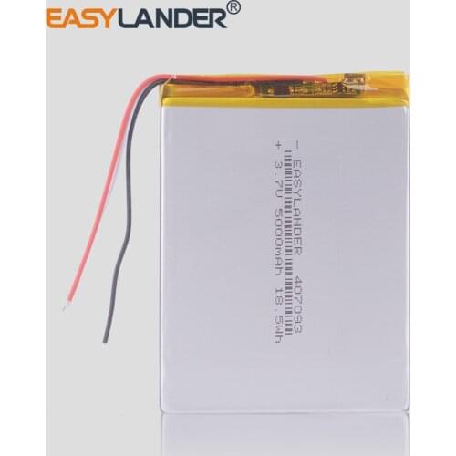 3-wire 407093 5000MAH 3.7v lithium ion rechargeable battery For DVR MP4 MP5 Tablet PC U25GT 047093