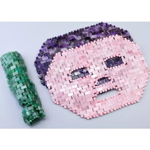 Face Jade Mask Massager Quartz Cold Therapy Natural Beauty Massage Relaxation Tool Gouache Stone Facial SPA Crystal Massager