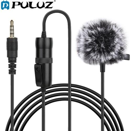 PULUZ Mini Phone Microphone 3.5mm Jack Lavalier Omnidirectional Condenser Recording Vlogging Video Microphone, Length: 6m