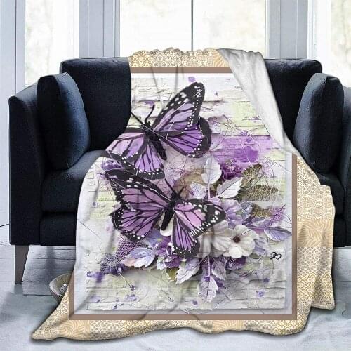 Butterfly Throw Blanket Smooth Lightweight Super Soft Flannel Blanket for Travelling Camping Gift Kid Adult All Seasons Warm