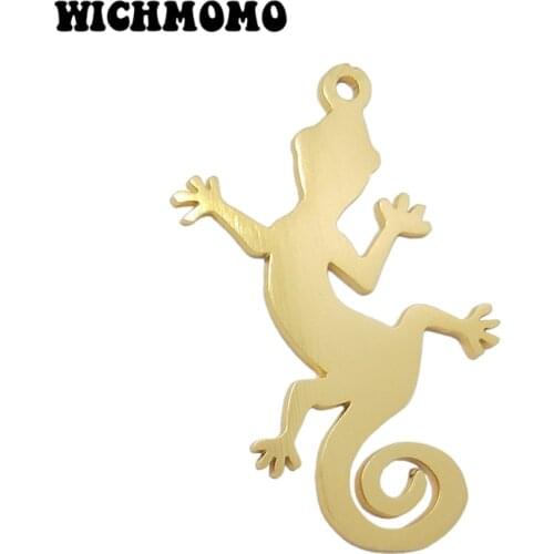 2019 New 2pieces/bag 60*43mm Gold Aluminium Alloy Wire Drawing Lizard Shape Charms Pendant for DIY Necklace Earring Accessories
