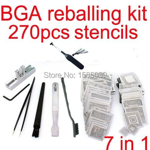 Newest 270 pcs BGA Sik Template rework directly heat stencils Full set for PS3 XBOX NV Intel+Reballing station