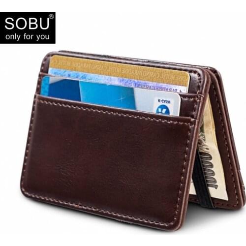 2021 New arrival high quality leather magic wallets ultra thin mini wallet mens small wallet pu leather wallets