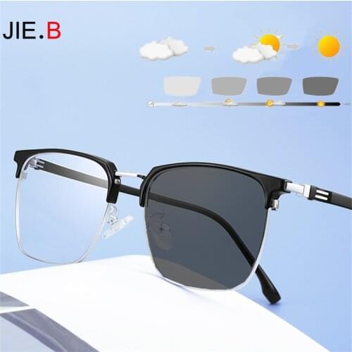The New Business Photochromic Myopia Fashion Leisure Outdoor Outing With Degree Sunglasses Super Smart Graying Titanium Alloy