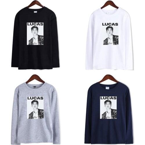 New Kpop LUCAS Super T-shirts Street Style Fashion Hip Hop Men Women T Shirts Tee Shirt Long Sleeve Homme T-shirt Sweatshirt Top