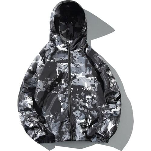 2019 Autumn Mens Jacket Hip Pop Printed Streetwear Hoodie windbreaker Casual Loose Coat Japanese Harajuku Retro Zipper Pullover