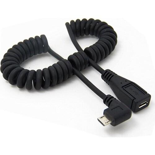 Stretching Sping Right & Left Angled Micro USB Male to Femal Cable 1m/3ft/100cm micro usb male to female cable