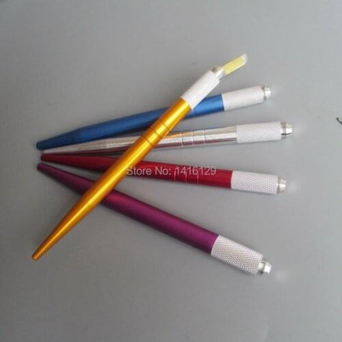 Free Shipping 5 pcs Aluminum Alloy Manual Pen Permanent Makeup Microblading Pen for Eyebrow Tattoo Operation