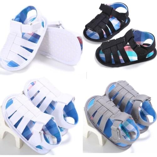Summer Baby Boys Sandals Hollow Soft Sole Shoes Toddler Prewalker Shoes Pop Plaid Casual Sneakers