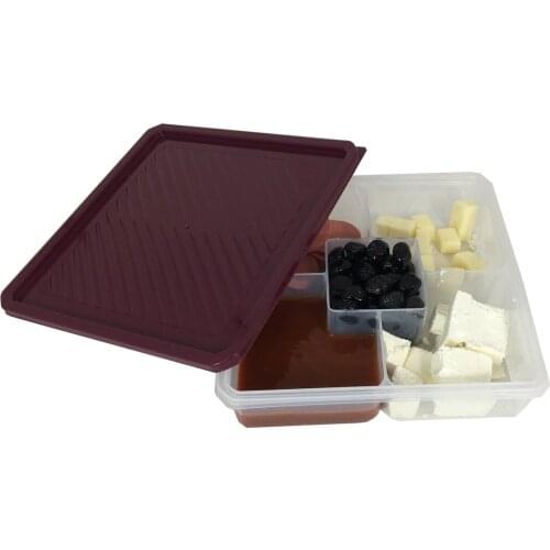 Smart 5 compartment organizer square storage box food container for breakfast special kitchen organizer kitchen storage container