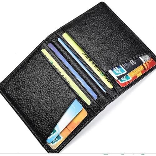 Super Slim Soft Wallet 100% Genuine Leather Mini Credit Card Wallet Purse Card Holders Men Wallet Thin Small