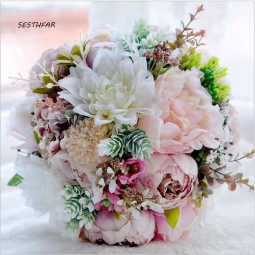 Wedding Bouquet Artificial Silk Marry Wedding Bouquet Bride Bouquet Artificial Flowers Accessories SPH042