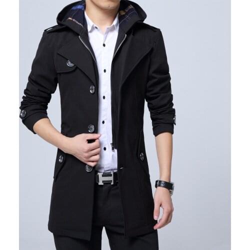 Trench Coat Men Autumn&Winter New Windbreaker Plus Size Mens Windbreakers Korean Slim Casual Coats Sobretudo KJ277