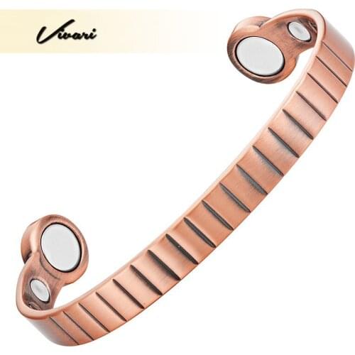 Virari Trendy 100% Copper Mangetic Cuff Bracelets Bangles For Women Man Big 2Pcs Magnets Powerful Bio Jewelry Cute Trinket