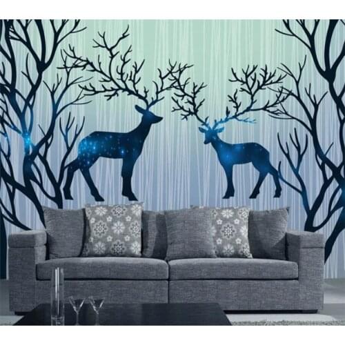 Wellyu Custom photo wallpaper 3D обои forest elk hand painted living room bedroom TV background wall paper mural papel de parede