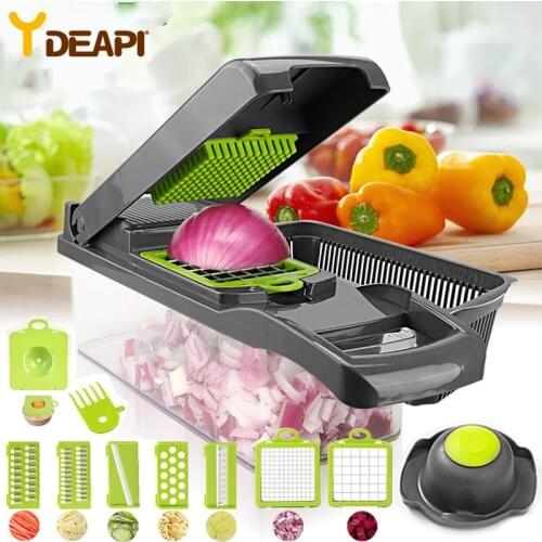 YDEAPI Multifunctional Vegetable Cutter Fruit Slicer Grater Shredders Drain Basket Slicers 8 In 1 Gadgets Kitchen Accessories