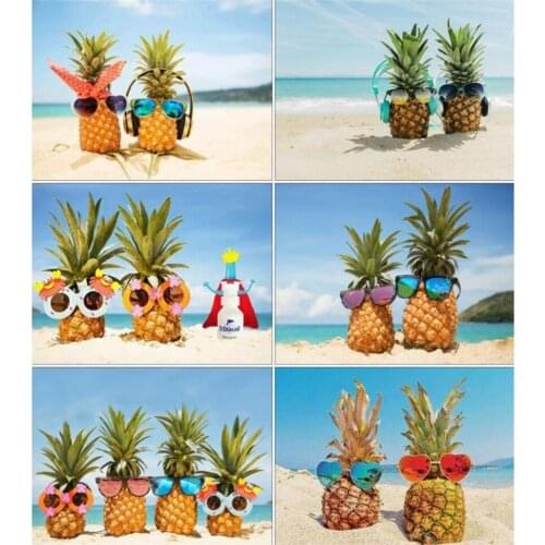 Yumeart 5D DIY Diamond Painting Pineapple Picture of Rhinestones Diamond Embroidery Full Square Mosaic Sandy Beach Wall Decor