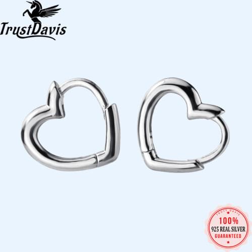 Trusta Fashion 925 Sterling Silver Heart Hoop Geometric Ear Cuff Clip On Earring For Women Girl Piercing Earing Jewelry DA213