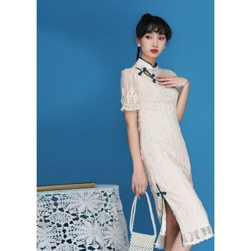 Improved Chinese Style Womens Wear Bone Erosion Cheongsam Female Retro Elegant Young Girl Cheongsam