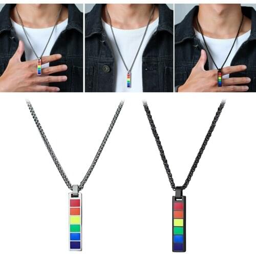 Women Men LGBT Pride Peace Rainbow Pendant Necklace Chain Gift of