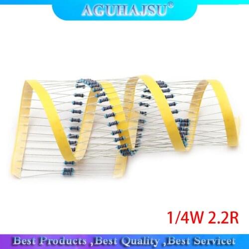 1Lot 100PCS 1/4W 2.2R 1/4W-2.2 ohm 2.2ohm 2.2 ohm Metal Film Resistor 0.25W 1% High Quality