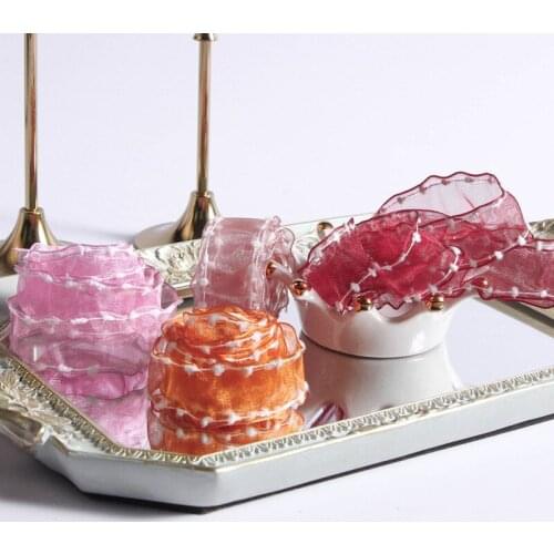 5 yards Furry Ball Lace Edge Snow Yarn Organza Satin Ribbon for DIY Hair Bow Clothing Material Gift Packaging Ribbons