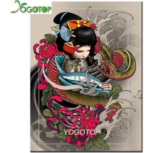 5D DIY Diamond Painting japanese women mosaic Full Diamond Embroidery Handcraft Kit Christmas Decoration For Home dragon YY2263