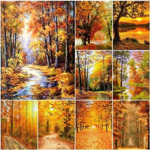 DIY Diamond Painting Autumn Tree Decoration 5D Full Drill Diamond Embroidery Landscape Mosaic Rhinestone Kit New Arrival