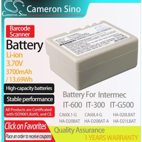 CameronSino Battery for Casio IT-600 IT-300 IT-G500 fits Casio CA60L1-G CA60L4-G HA-020LBAT HA-D20BAT-A Barcode Scanner battery