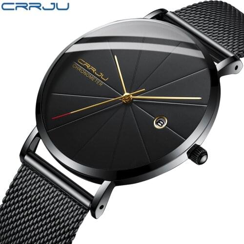 CRRJU Fashion New Mens Watch Sports Waterproof Watches Luxury Brand Business Date Wristwatch Gifts for men Relogio Masculino