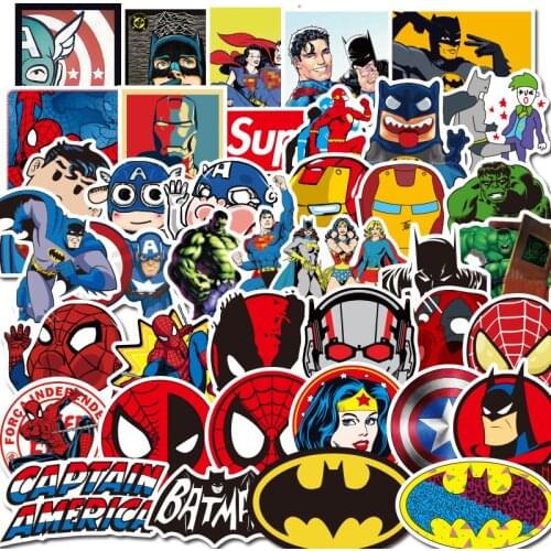 Spiderman Cartoon Disney Marvel Stickers Anime The Avengers Waterproof Luggage Skateboard Guitar Laptop Sticker Kids Toys