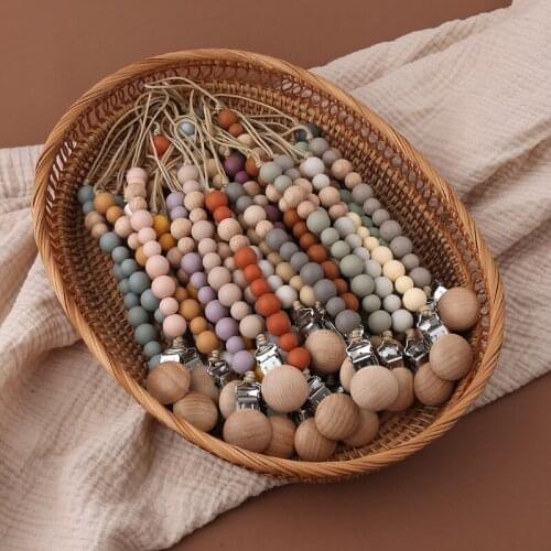 Baby Pacifier Clips Silicone Beads Pacifier Chain Infant Nipple Appease Soother Chain Clips Dummy Holder Nipple Clip