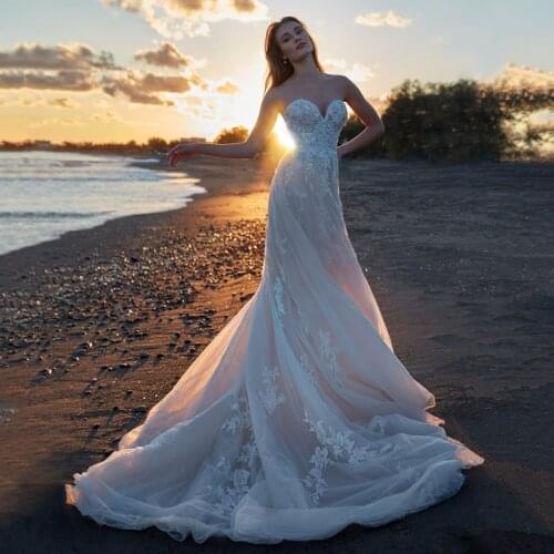 Eightree Boho Sweetheart Wedding Dresses Elegant Lace Appliques Bridal Dress A-Line Backless Princess Wedding Gowns Custom Made