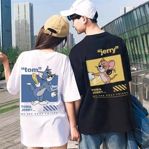 Women Girls Boys T-shirt Black Female Summer Male Loose Gift Top Shirts Printed Cartoon Holiday Couple Girlfriens Tshirts