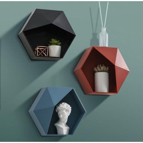 Nordic Living room Bathroom Geometric Wall mounted Floating Shelves simple design Plant Flower Pot indoor outdoor decoration