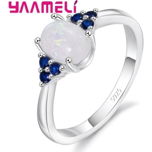 Grandeur Trendy Ellipse Shape Cubic Zirconia For Women Girls Crystal Finger Rings Jewelry 925 Sterling Silver Present