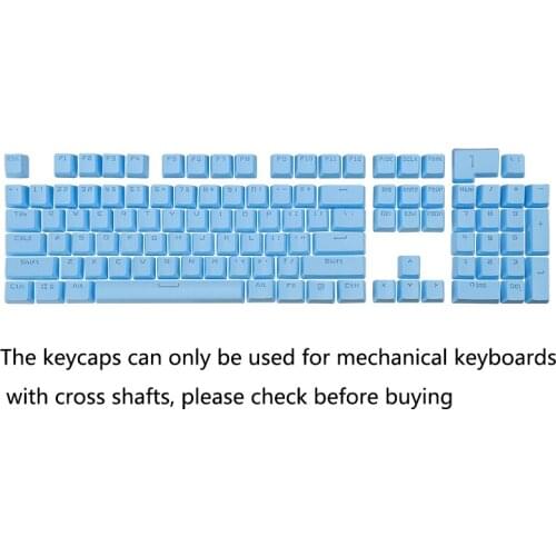 Mechanical Keyboard Keycap 104 Key ABS PBT Translucent Keycaps Cross Shaft Key Cap Personality DIY Blue And White Double Color