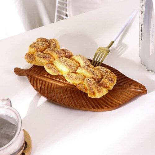 Creative Fruit Basket Leaf Shape Wooden Plate Whole Wooden Ebony Wood Handmade Dinner Plate Saucer Tea Storage Plate Basket New
