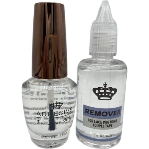 Glue remover kit 0.5 Oz 15 ml lace wig glue bond transparent adhesive glue for full lace wig mens toupee